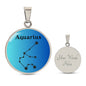 Aquarius Circle Pendant Aquarius Zodiac Necklace - Elegant Circle Pendant, Astrological Sign Jewelry, Perfect Birthday Gift for Her, Stylish Astrology Jewelry