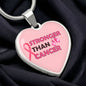 Stronger Than Cancer Heart Pendant Necklace - Pink Ribbon Breast Cancer Support Jewelry, Supportive Pink Ribbon Necklace, Cancer Diagnosis