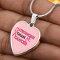 Stronger Than Cancer Heart Pendant Necklace - Pink Ribbon Breast Cancer Support Jewelry, Supportive Pink Ribbon Necklace, Cancer Diagnosis