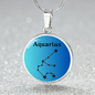 Aquarius Circle Pendant Aquarius Zodiac Necklace - Elegant Circle Pendant, Astrological Sign Jewelry, Perfect Birthday Gift for Her, Stylish Astrology Jewelry