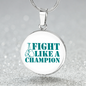 Fight Like a Champion Ovarian Cancer Pendant Necklace, Inspirational Ovarian Cancer Support Jewelry, Inspirational Cancer Support Gift