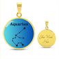 Aquarius Circle Pendant Aquarius Zodiac Necklace - Elegant Circle Pendant, Astrological Sign Jewelry, Perfect Birthday Gift for Her, Stylish Astrology Jewelry