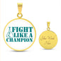 Ovarian Cancer Fight Like a Champion Pendant Necklace, Inspiring Necklace for Ovarian Cancer Support, Gift for Loved Ones
