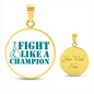 Fight Like a Champion Ovarian Cancer Pendant Necklace, Inspirational Ovarian Cancer Support Jewelry, Inspirational Cancer Support Gift