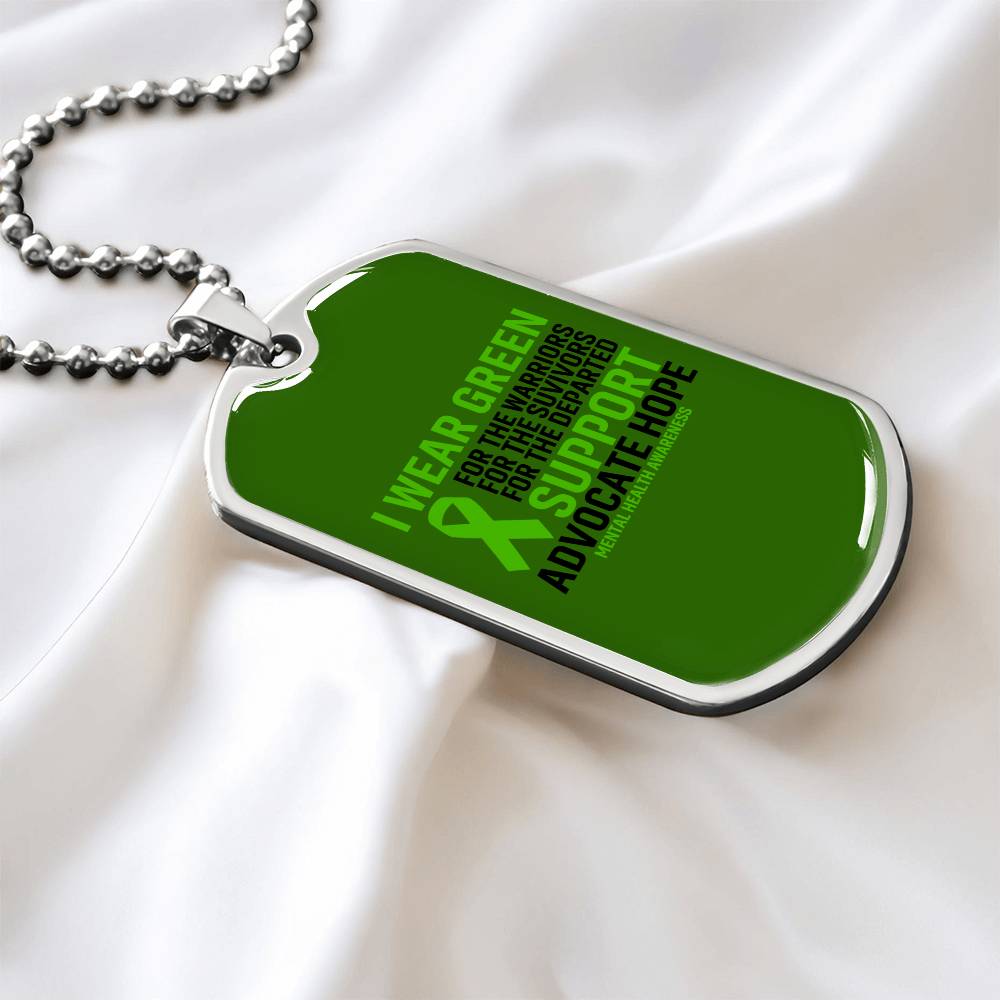 Mental Health Support Necklace, 'I Wear Green' Message Jewelry, Promoting Mental Health Awareness, Perfect Gift for Advocate, Advocacy Jewelry