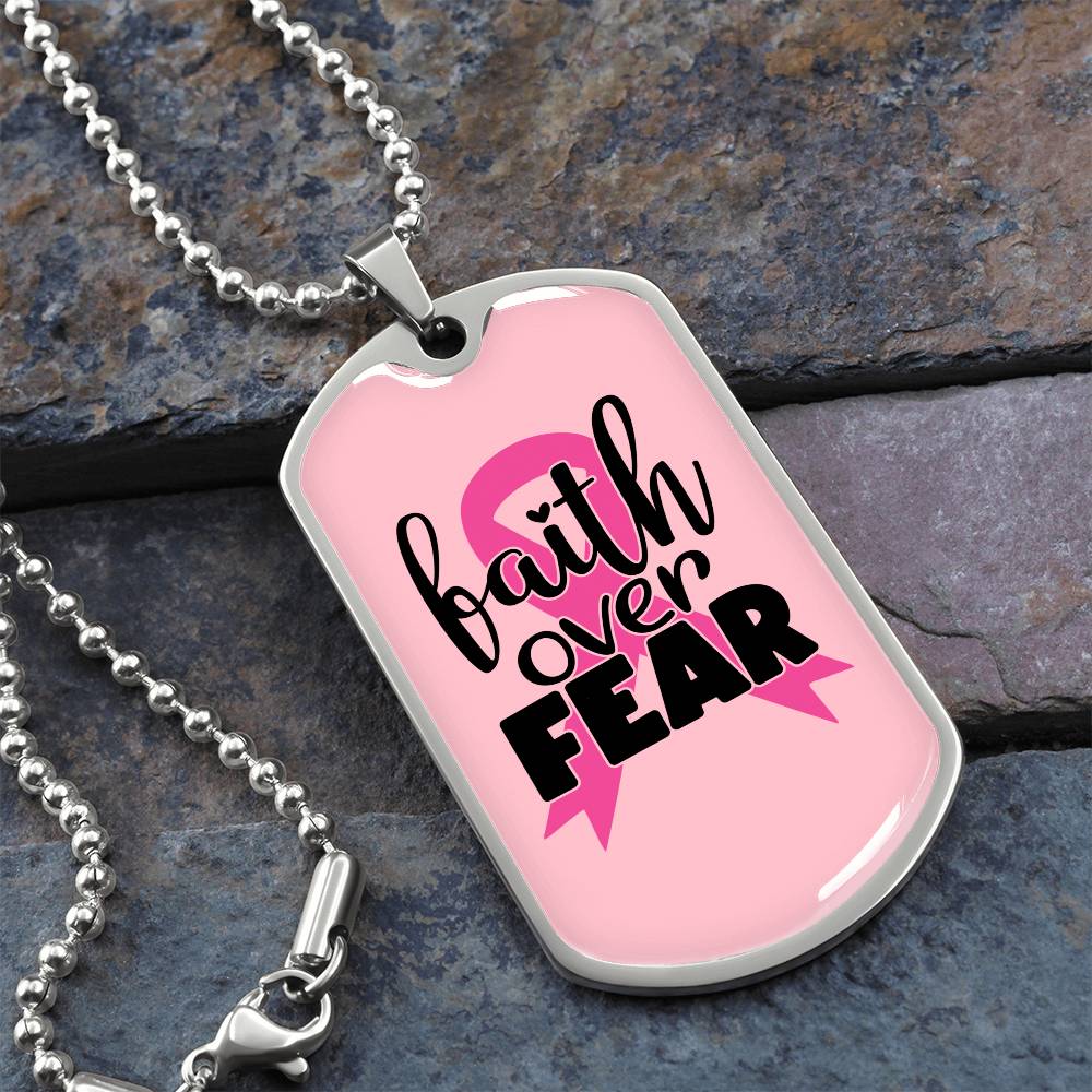 Breast Cancer Support Pendant, Faith Over Fear Necklace, Personalized Cancer Support Gift, Empowering Gift For Cancer Patients and Survivors