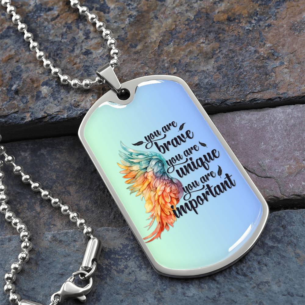 Inspirational Necklace for Her, "You Are Brave, Unique, Important" Jewelry, Perfect Empowerment Gift for Teen Girls, Strength Gift for Her