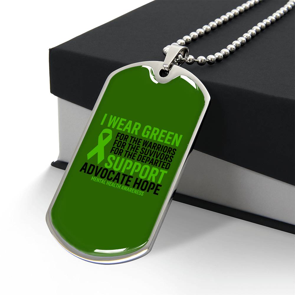 Mental Health Support Necklace, 'I Wear Green' Message Jewelry, Promoting Mental Health Awareness, Perfect Gift for Advocate, Advocacy Jewelry