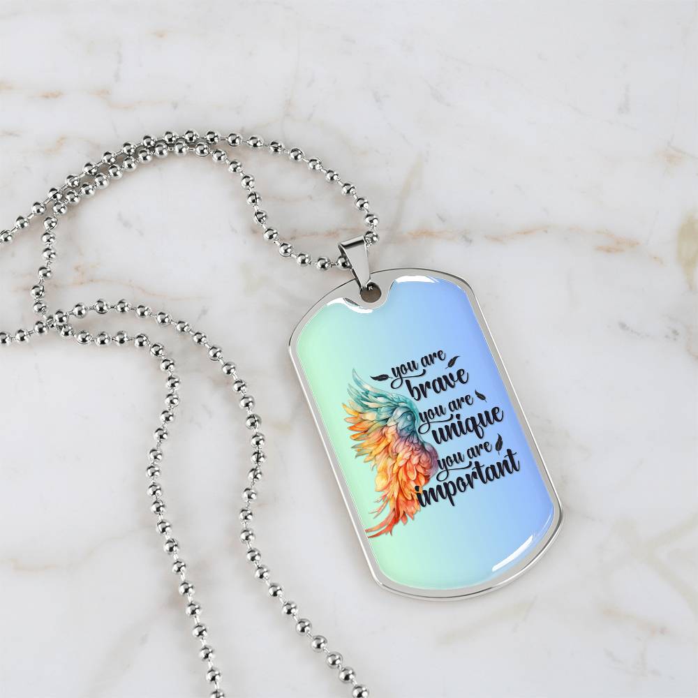 Inspirational Necklace for Her, "You Are Brave, Unique, Important" Jewelry, Perfect Empowerment Gift for Teen Girls, Strength Gift for Her