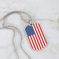 Patriotic Jewelry - American Flag Dog Tag Necklace, Option to Engrave, Perfect for Showing National Pride, Ideal Military Gift