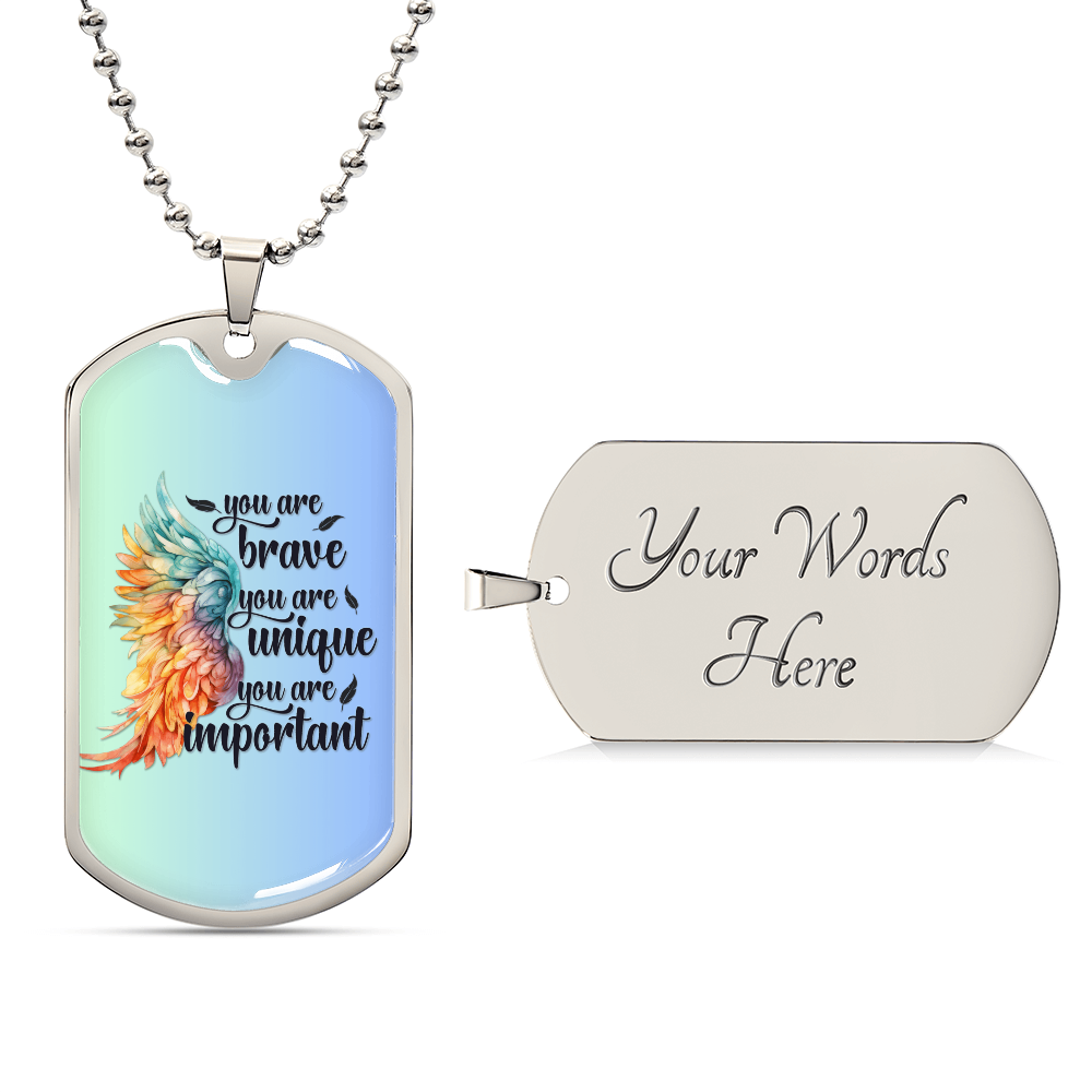 Inspirational Necklace for Her, "You Are Brave, Unique, Important" Jewelry, Perfect Empowerment Gift for Teen Girls, Strength Gift for Her