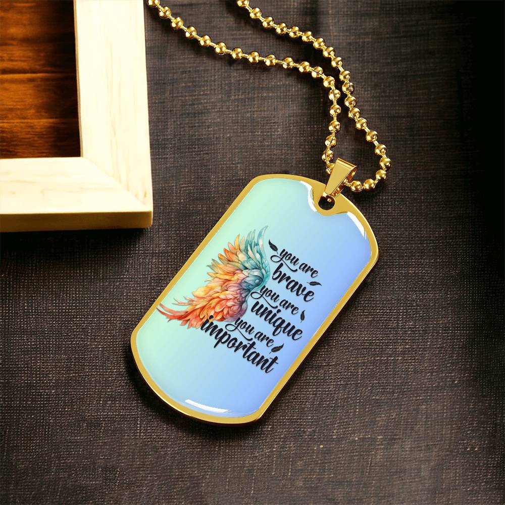 Inspirational Necklace for Her, "You Are Brave, Unique, Important" Jewelry, Perfect Empowerment Gift for Teen Girls, Strength Gift for Her