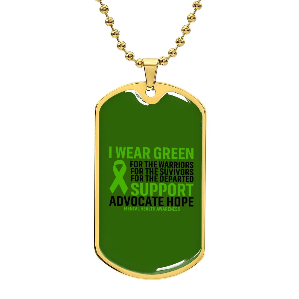 Mental Health Support Necklace, 'I Wear Green' Message Jewelry, Promoting Mental Health Awareness, Perfect Gift for Advocate, Advocacy Jewelry