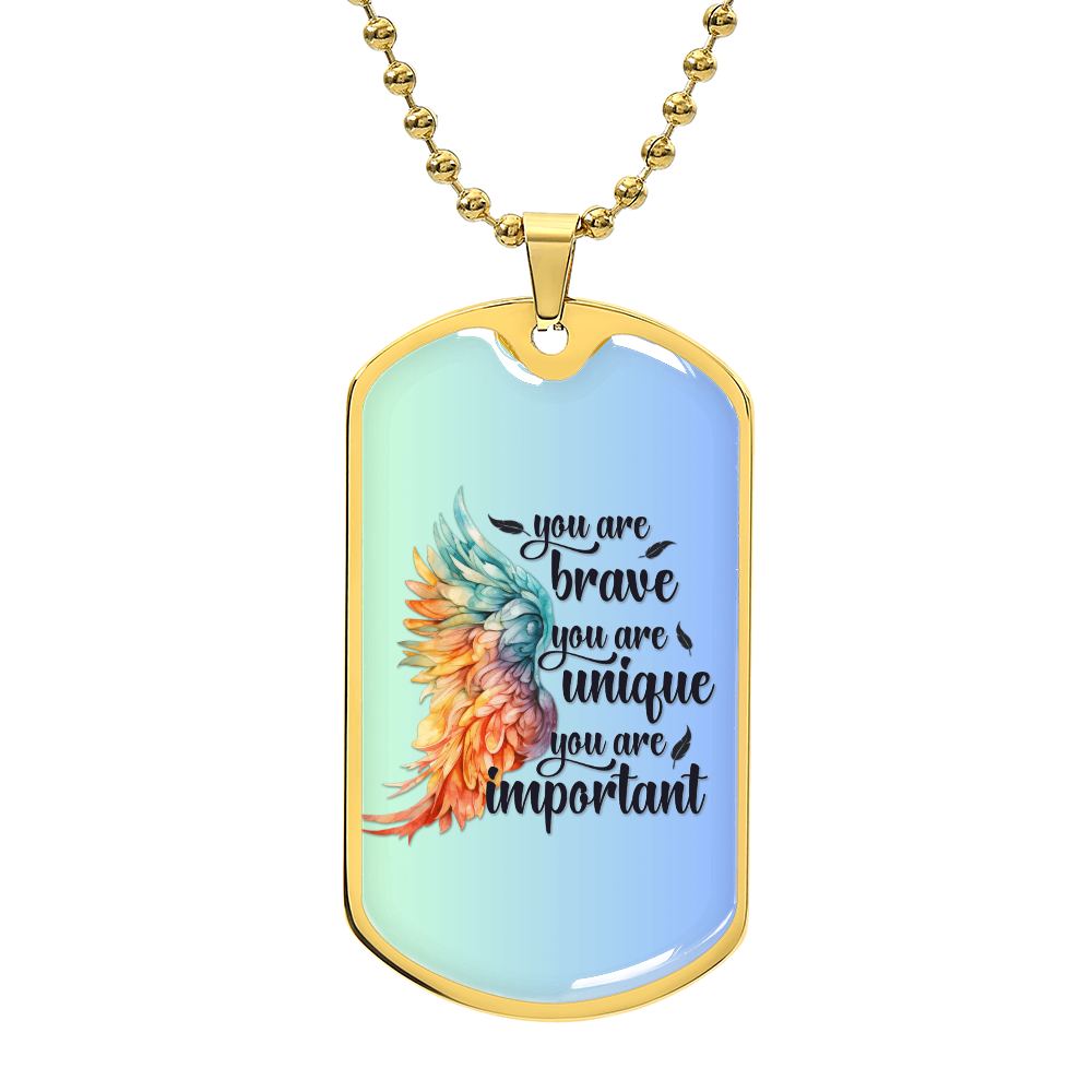Inspirational Necklace for Her, "You Are Brave, Unique, Important" Jewelry, Perfect Empowerment Gift for Teen Girls, Strength Gift for Her