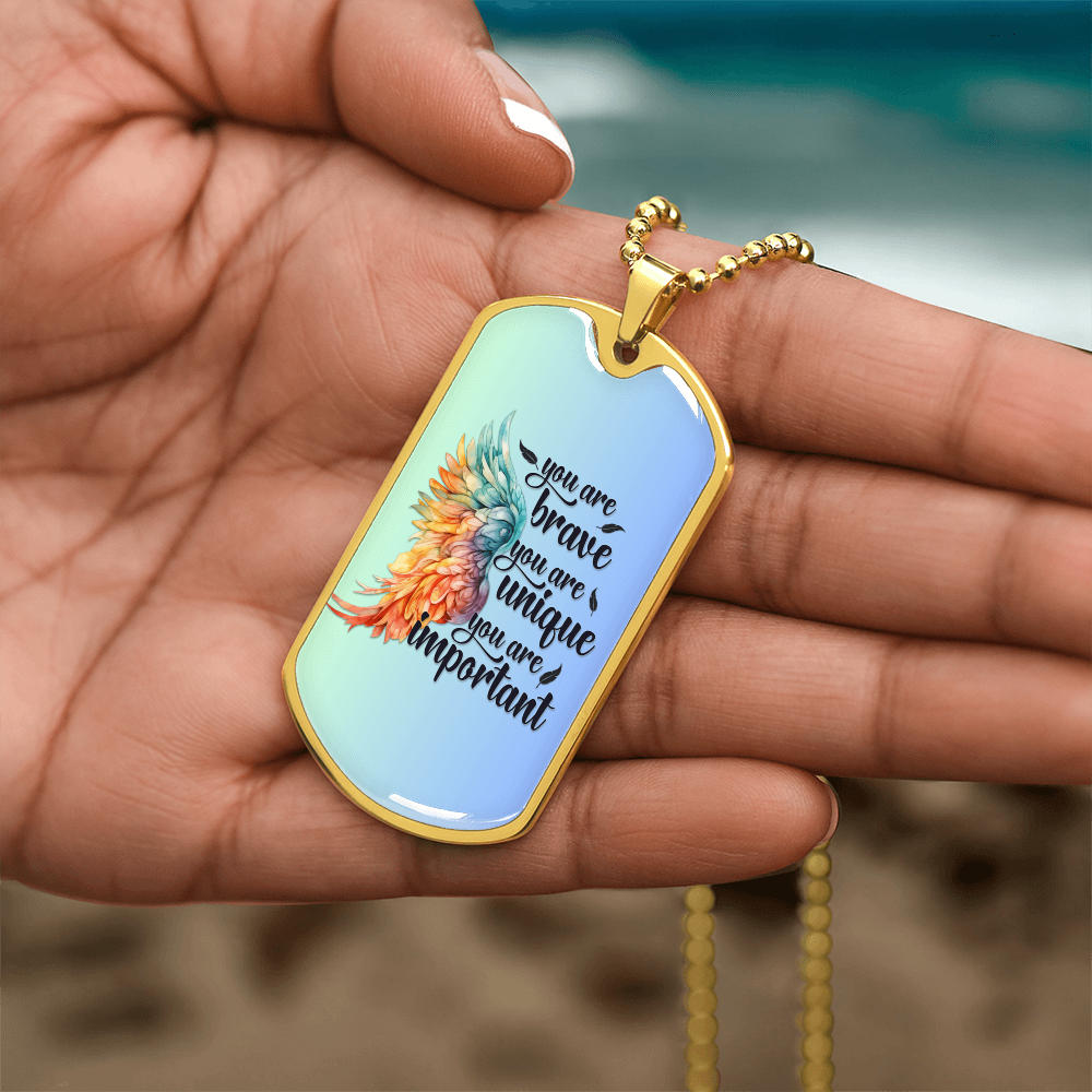 Inspirational Necklace for Her, "You Are Brave, Unique, Important" Jewelry, Perfect Empowerment Gift for Teen Girls, Strength Gift for Her