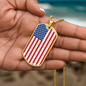 Patriotic Jewelry - American Flag Dog Tag Necklace, Option to Engrave, Perfect for Showing National Pride, Ideal Military Gift