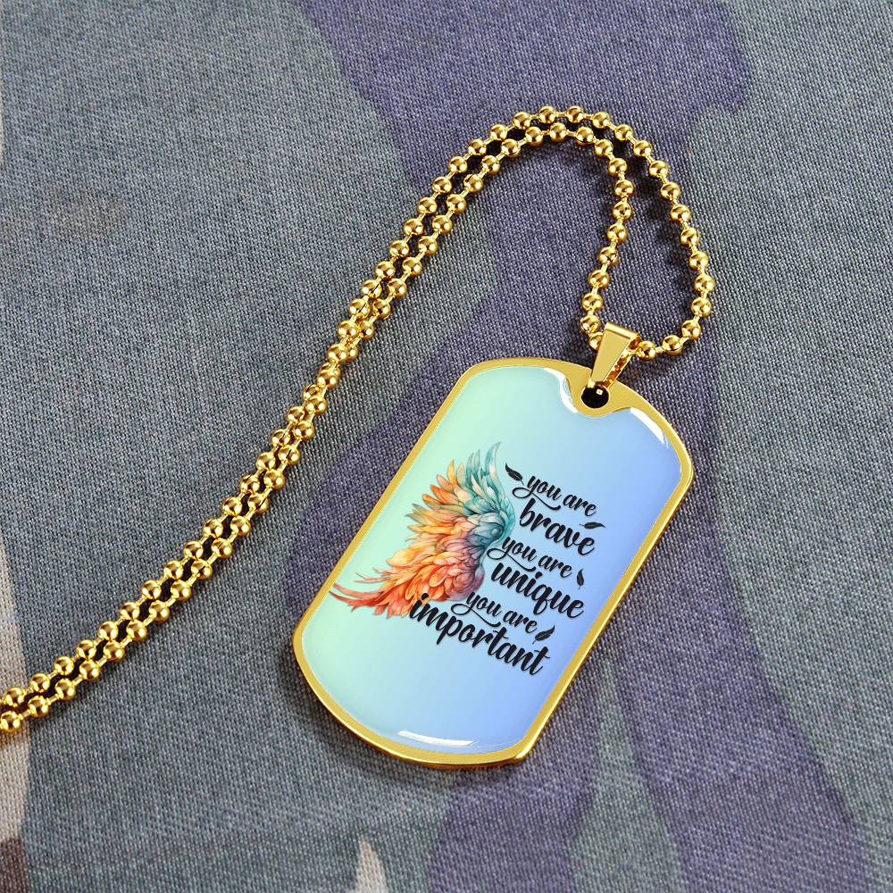 Inspirational Necklace for Her, "You Are Brave, Unique, Important" Jewelry, Perfect Empowerment Gift for Teen Girls, Strength Gift for Her