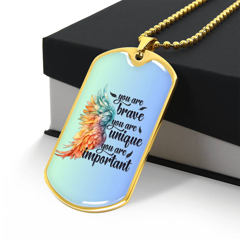 Inspirational Necklace for Her, "You Are Brave, Unique, Important" Jewelry, Perfect Empowerment Gift for Teen Girls, Strength Gift for Her
