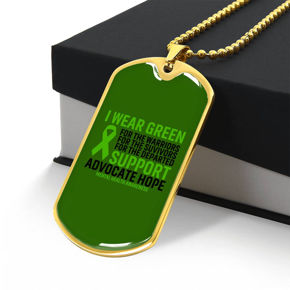 Mental Health Support Necklace, 'I Wear Green' Message Jewelry, Promoting Mental Health Awareness, Perfect Gift for Advocate, Advocacy Jewelry