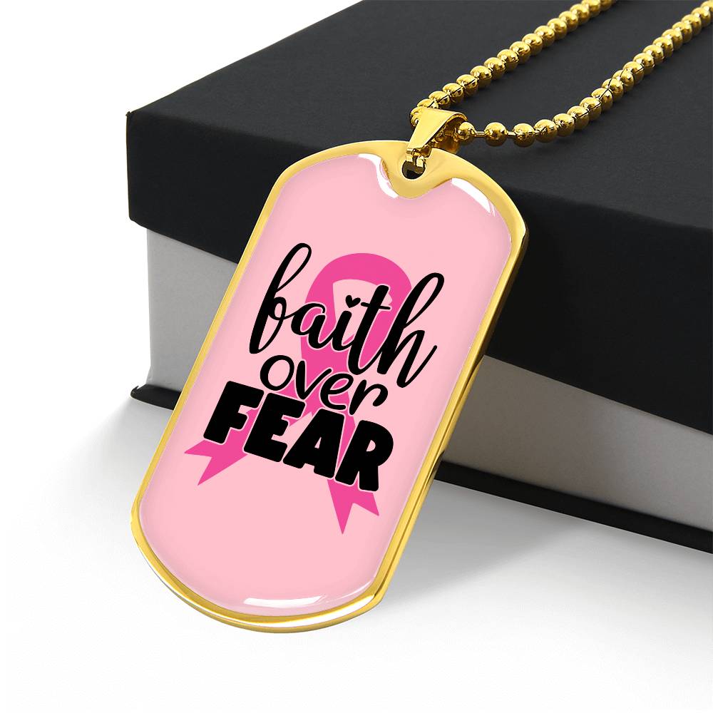 Breast Cancer Support Pendant, Faith Over Fear Necklace, Personalized Cancer Support Gift, Empowering Gift For Cancer Patients and Survivors
