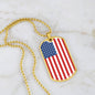 Patriotic Jewelry - American Flag Dog Tag Necklace, Option to Engrave, Perfect for Showing National Pride, Ideal Military Gift