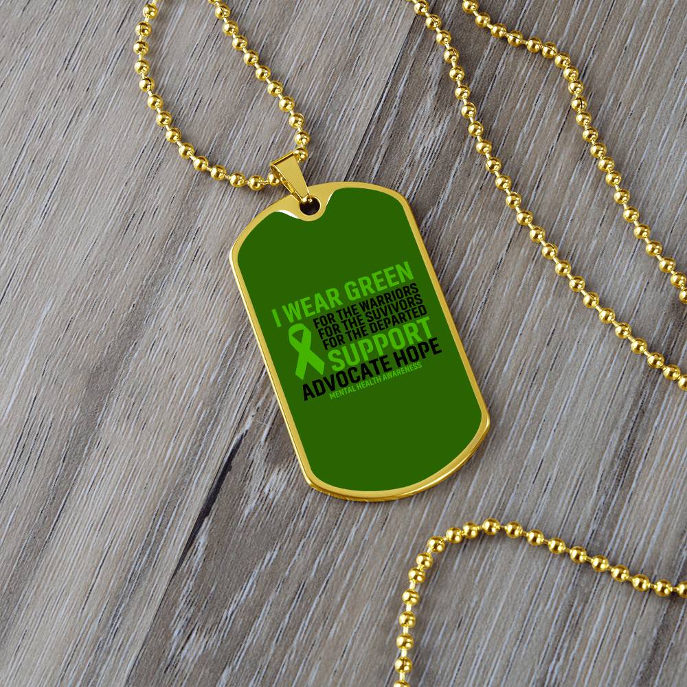 Mental Health Support Necklace, 'I Wear Green' Message Jewelry, Promoting Mental Health Awareness, Perfect Gift for Advocate, Advocacy Jewelry