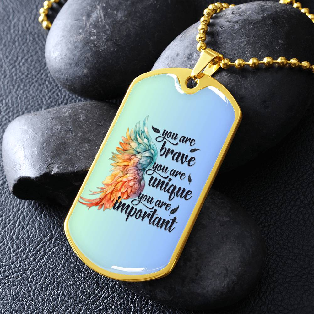 Inspirational Necklace for Her, "You Are Brave, Unique, Important" Jewelry, Perfect Empowerment Gift for Teen Girls, Strength Gift for Her