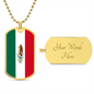 Mexican Flag Jewelry for Men, Men's Mexican Flag Necklace, Joyas con bandera mexicana para hombres