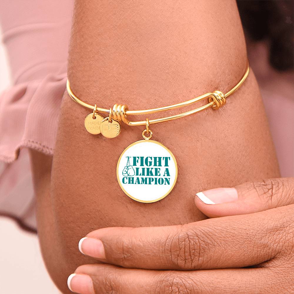 Fight Like a Champion Ovarian Cancer Bracelet, Inspirational Cancer Support Jewelry, Ovarian Cancer Diagnosis Gift, Cancer Fighter Bracelet