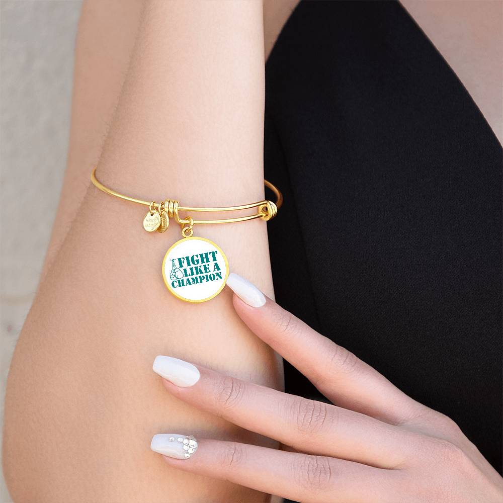 Fight Like a Champion Ovarian Cancer Bracelet, Inspirational Cancer Support Jewelry, Ovarian Cancer Diagnosis Gift, Cancer Fighter Bracelet