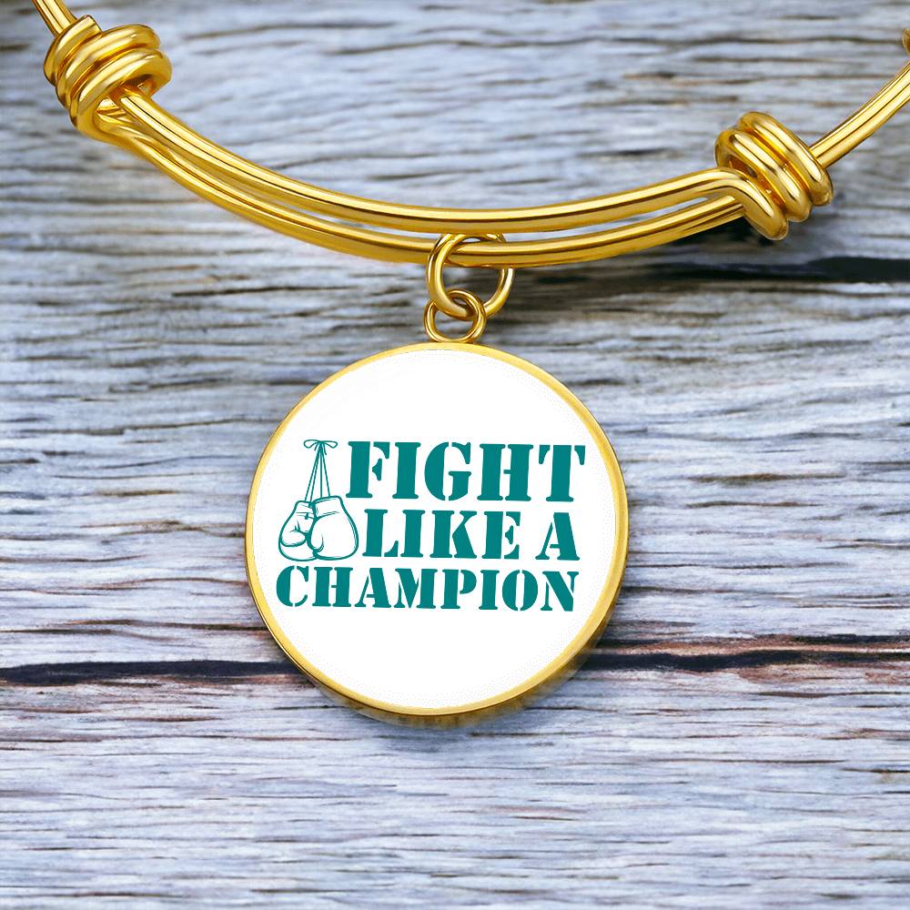 Fight Like a Champion Ovarian Cancer Bracelet, Inspirational Cancer Support Jewelry, Ovarian Cancer Diagnosis Gift, Cancer Fighter Bracelet