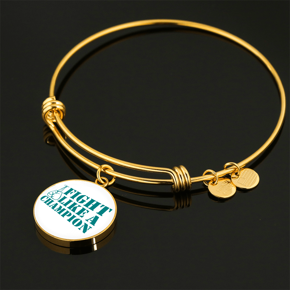 Fight Like a Champion Ovarian Cancer Bracelet, Inspirational Cancer Support Jewelry, Ovarian Cancer Diagnosis Gift, Cancer Fighter Bracelet