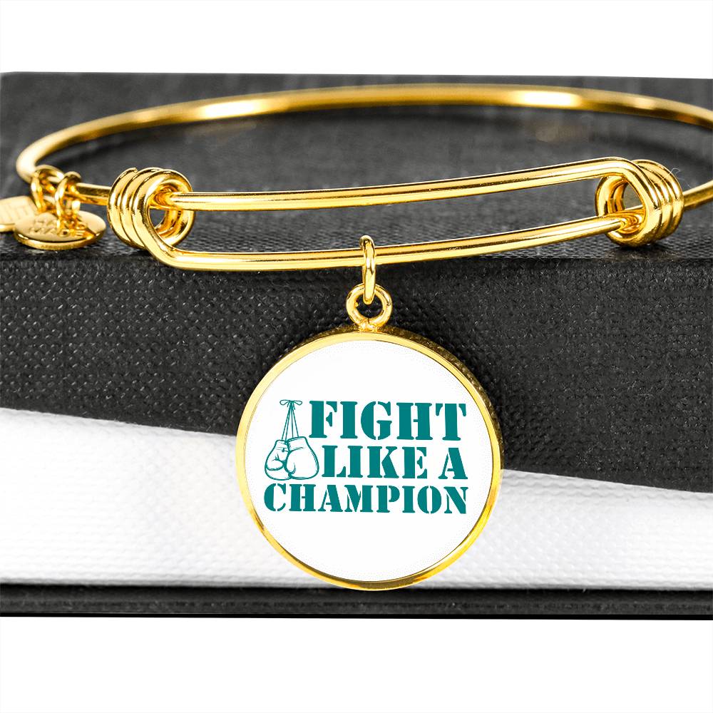Fight Like a Champion Ovarian Cancer Bracelet, Inspirational Cancer Support Jewelry, Ovarian Cancer Diagnosis Gift, Cancer Fighter Bracelet
