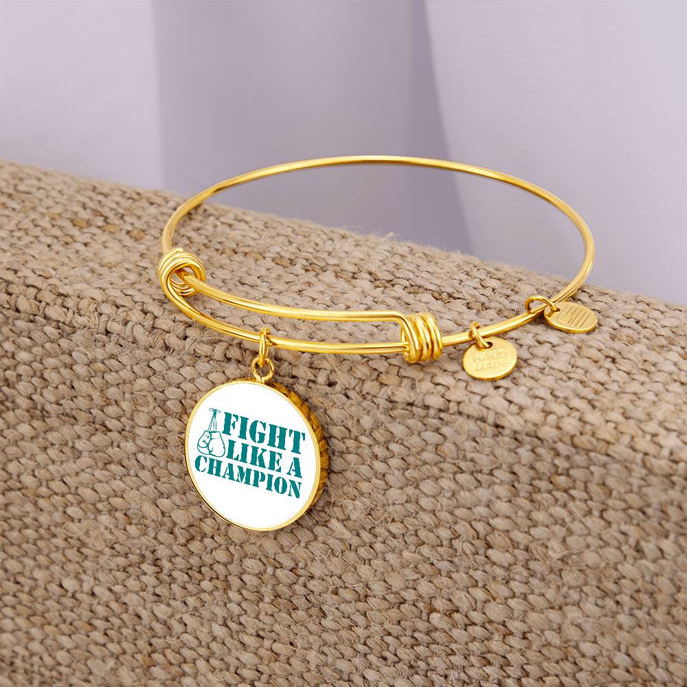 Fight Like a Champion Ovarian Cancer Bracelet, Inspirational Cancer Support Jewelry, Ovarian Cancer Diagnosis Gift, Cancer Fighter Bracelet