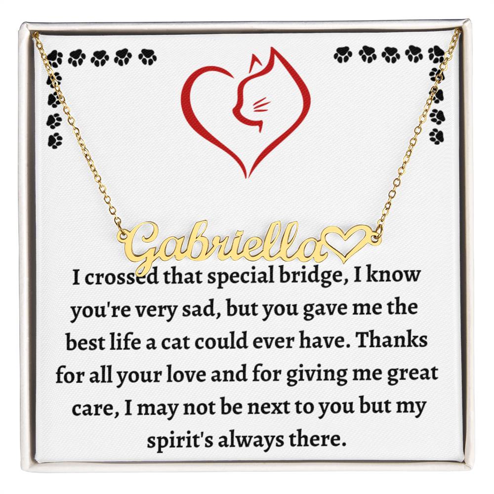 Pet Loss Remembrance Necklace, Customized Cat Name Necklace, Cat Condolence Gift For Healing & Memorializing, Unique Pet Bereavement Gift