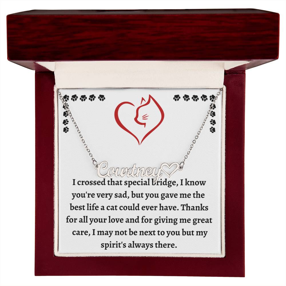 Pet Loss Remembrance Necklace, Customized Cat Name Necklace, Cat Condolence Gift For Healing & Memorializing, Unique Pet Bereavement Gift
