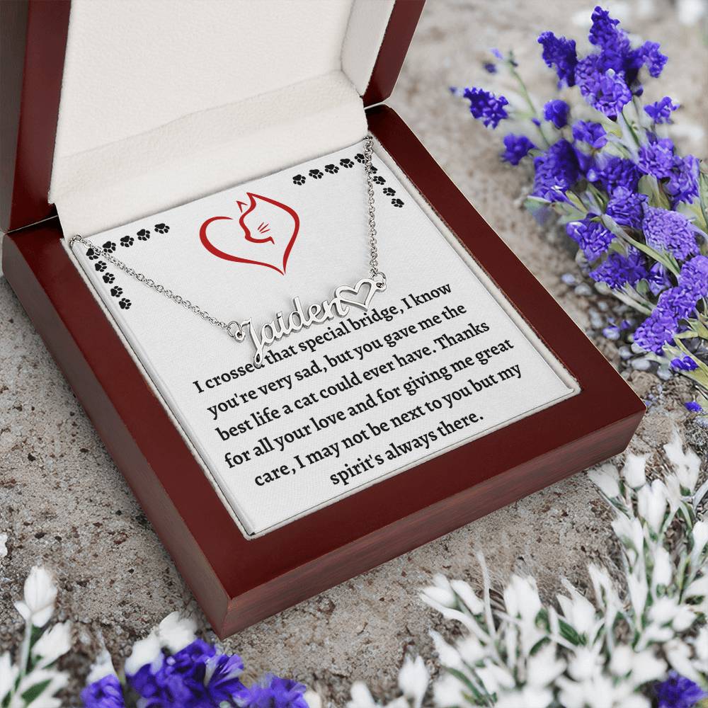 Pet Loss Remembrance Necklace, Customized Cat Name Necklace, Cat Condolence Gift For Healing & Memorializing, Unique Pet Bereavement Gift