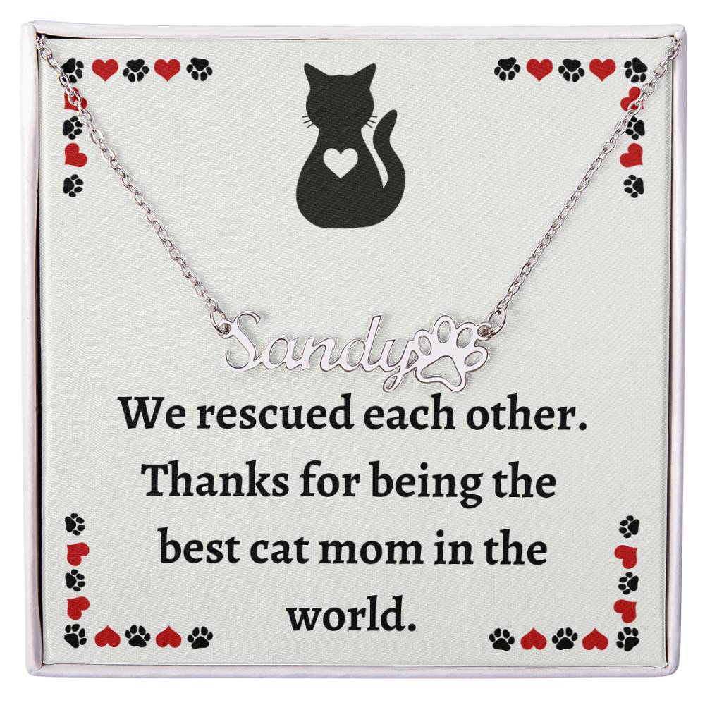 Pet Necklace: Customized Cat Name Pendant, Perfect for Rescue Cat Mom - Unique Gift for Pet Lovers