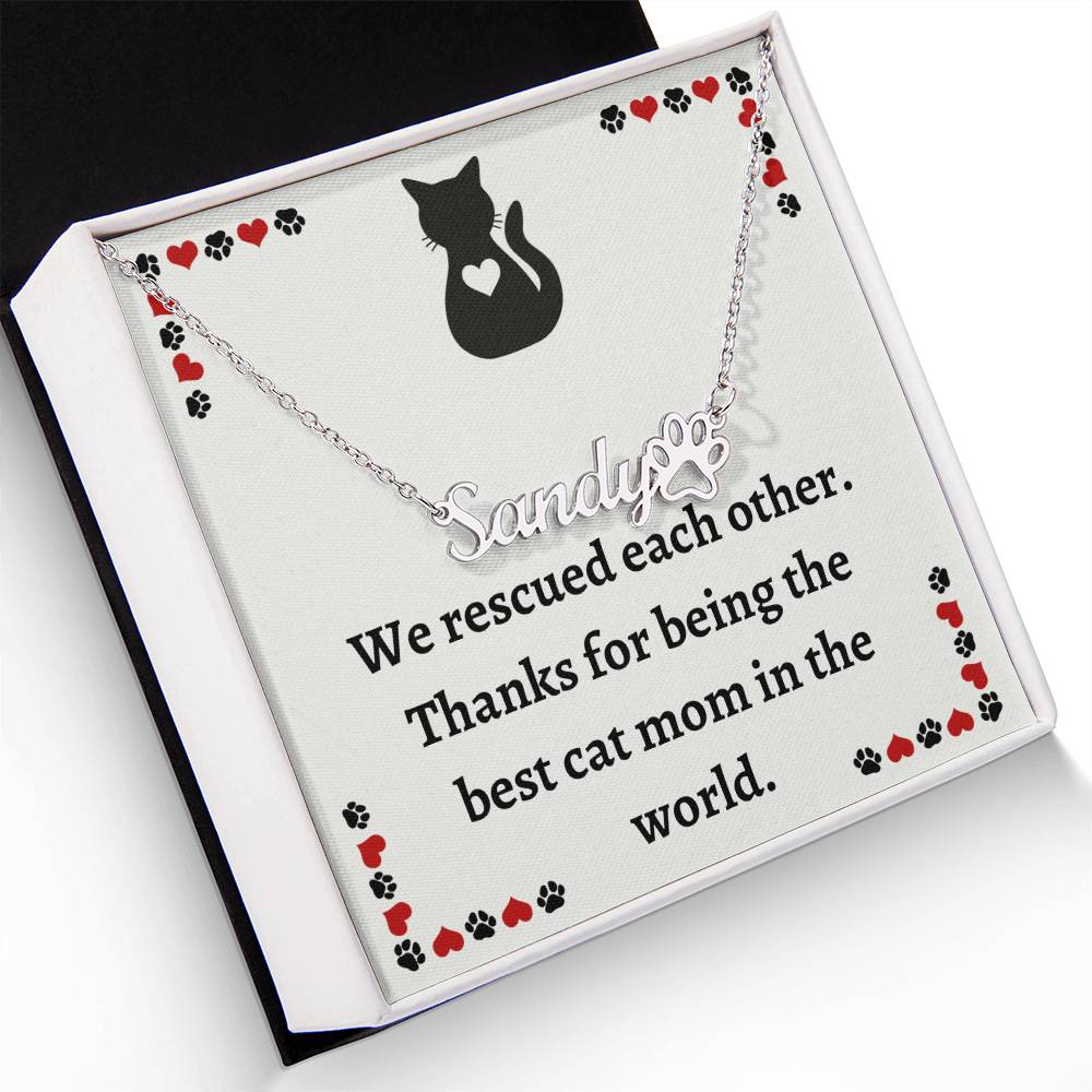 Pet Necklace: Customized Cat Name Pendant, Perfect for Rescue Cat Mom - Unique Gift for Pet Lovers