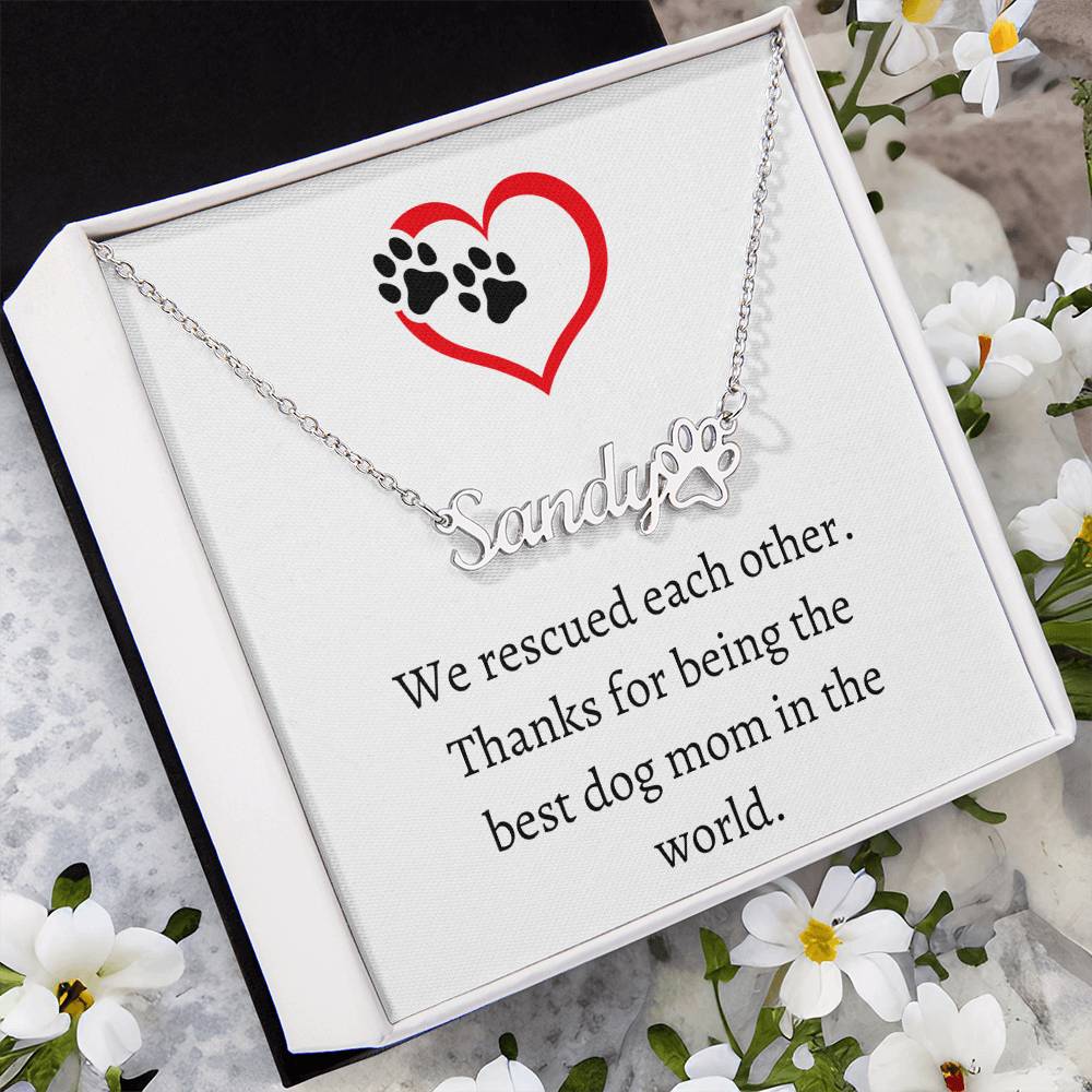 Dog Mom Pet Name Necklace, Personalized Pet Keepsake, Perfect Holiday Gift for Pet Parents, Perfect Gift for Dog Owners