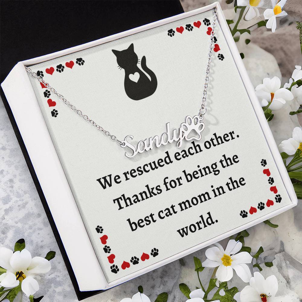 Pet Necklace: Customized Cat Name Pendant, Perfect for Rescue Cat Mom - Unique Gift for Pet Lovers