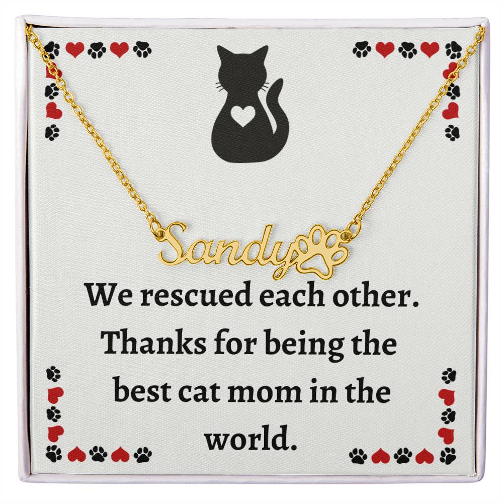 Pet Necklace: Customized Cat Name Pendant, Perfect for Rescue Cat Mom - Unique Gift for Pet Lovers