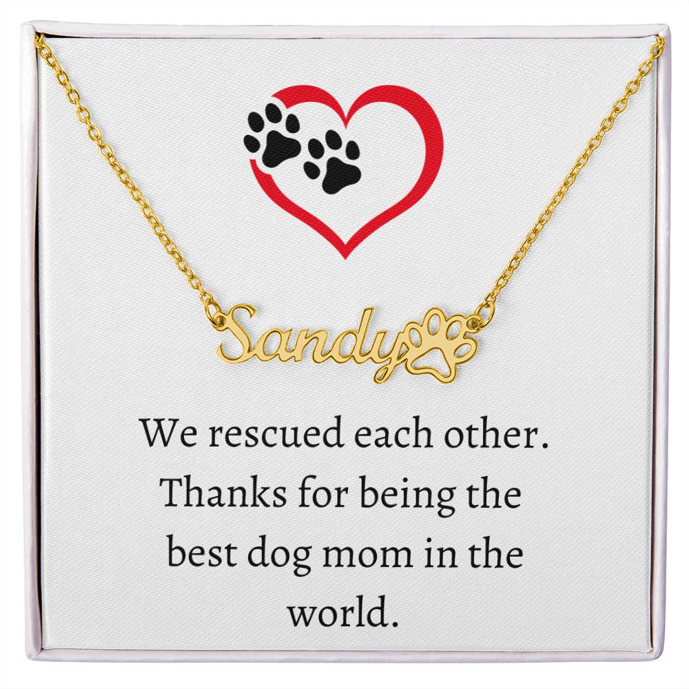 Dog Mom Pet Name Necklace, Personalized Pet Keepsake, Perfect Holiday Gift for Pet Parents, Perfect Gift for Dog Owners