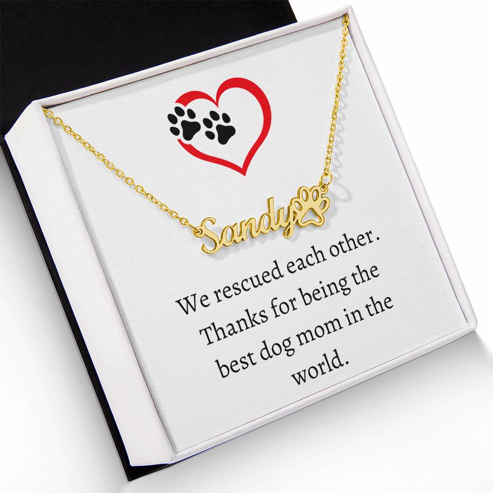 Dog Mom Pet Name Necklace, Personalized Pet Keepsake, Perfect Holiday Gift for Pet Parents, Perfect Gift for Dog Owners