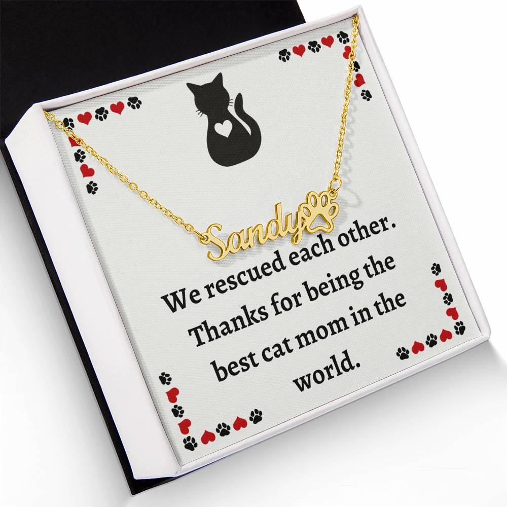 Pet Necklace: Customized Cat Name Pendant, Perfect for Rescue Cat Mom - Unique Gift for Pet Lovers