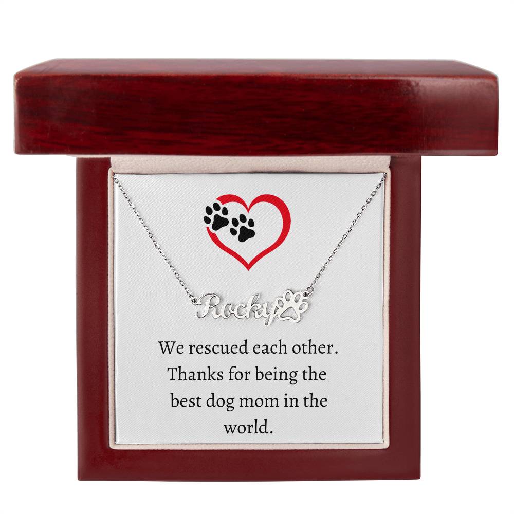 Dog Mom Pet Name Necklace, Personalized Pet Keepsake, Perfect Holiday Gift for Pet Parents, Perfect Gift for Dog Owners