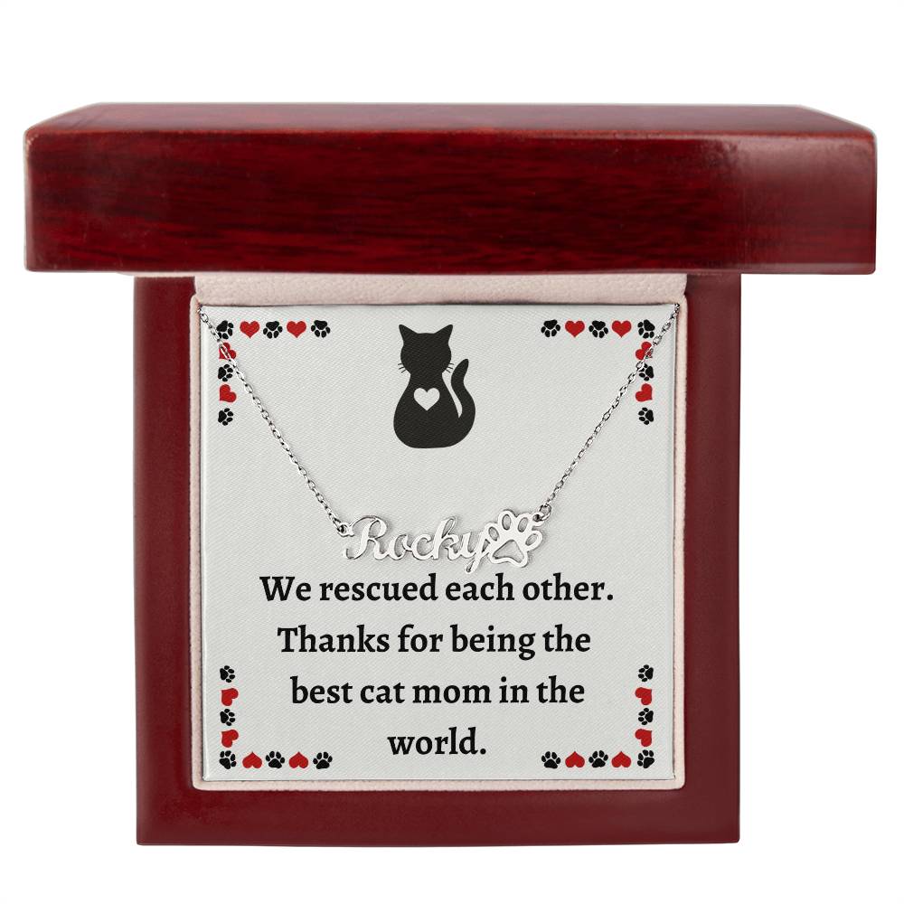 Pet Necklace: Customized Cat Name Pendant, Perfect for Rescue Cat Mom - Unique Gift for Pet Lovers