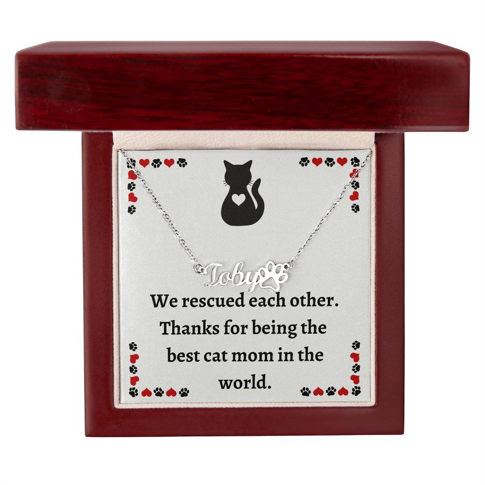 Pet Necklace: Customized Cat Name Pendant, Perfect for Rescue Cat Mom - Unique Gift for Pet Lovers
