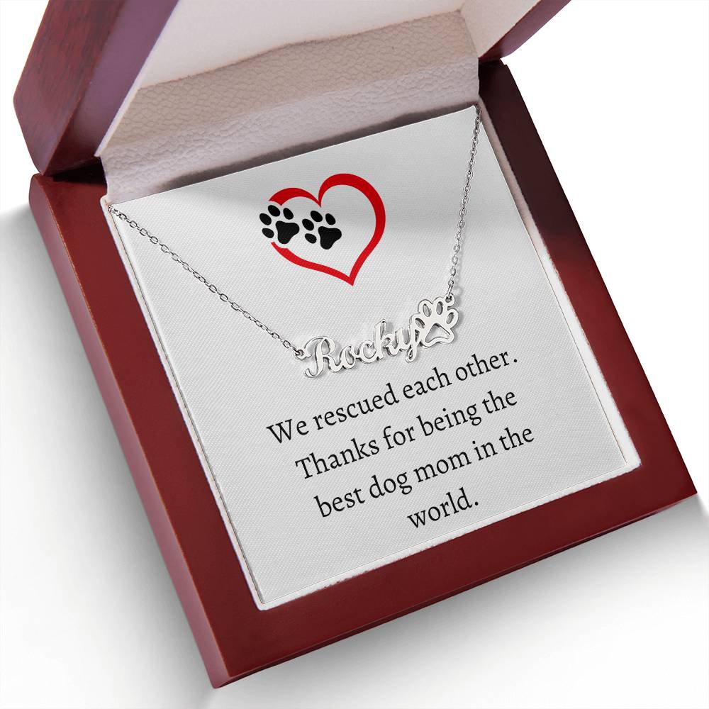 Dog Mom Pet Name Necklace, Personalized Pet Keepsake, Perfect Holiday Gift for Pet Parents, Perfect Gift for Dog Owners
