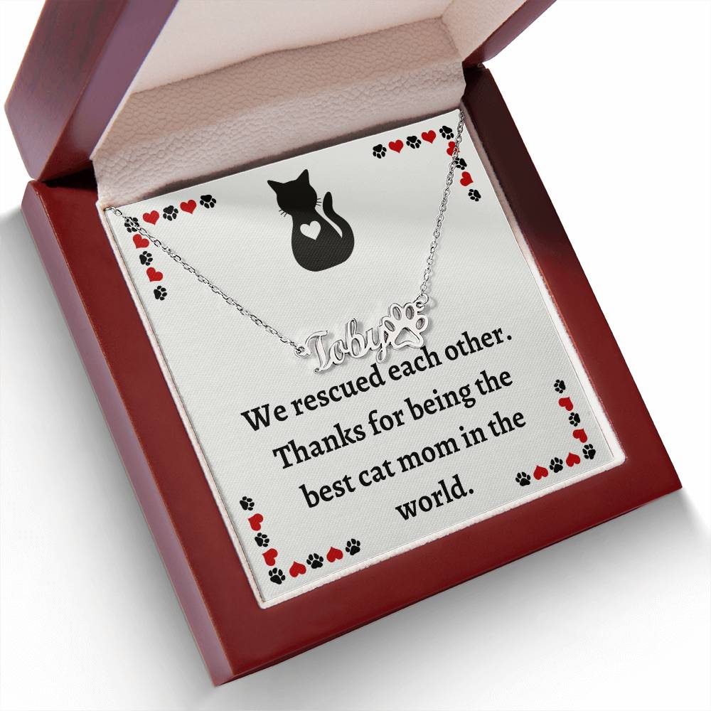 Pet Necklace: Customized Cat Name Pendant, Perfect for Rescue Cat Mom - Unique Gift for Pet Lovers